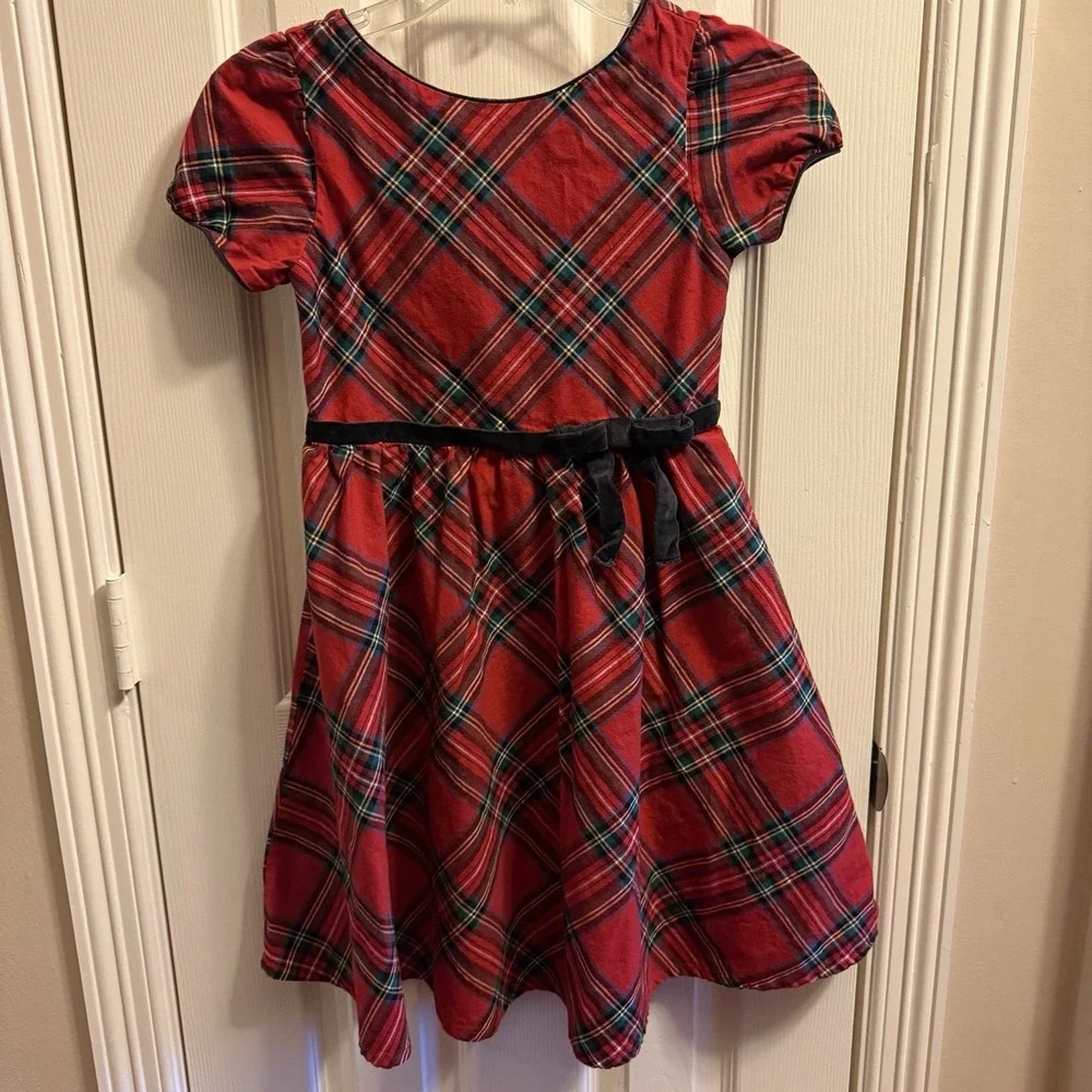 Hope & Henry | Dresses | Hope And Henry Red Plaid Christmas Holiday Dress Kids Girls Size 8 Velvet Trim